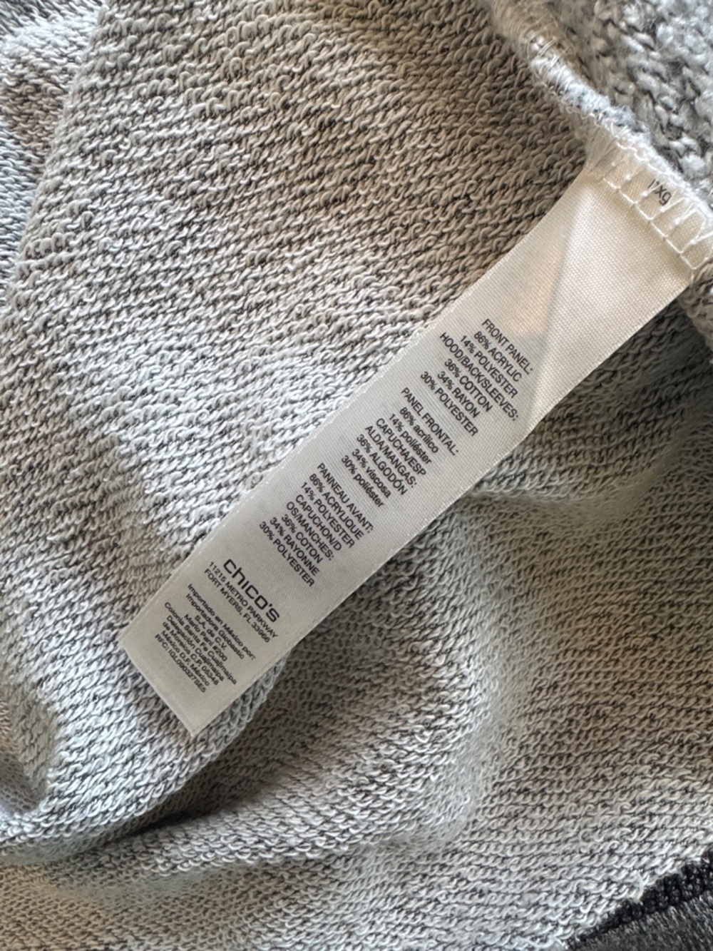 EUC Chicos Zenergy Size 2 Bling Lightweight Cozy Gray Zip-Up Hoodie with Hood - Picture 9 of 10